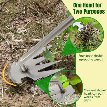 Weed Puller Tool - 2 Pieces Weeding Tool, Garden Tools, Premium Manganese Steel Forged Weed Puller, Hand Weeding Tool for Gardening with Handle 35cm