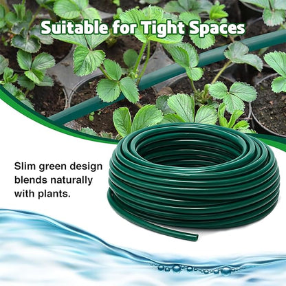 Bonviee 50ft 1/4 inch Drip Irrigation Tubing, Drip Irrigation Hose, Garden Watering Tube Line for Garden Watering System-Green