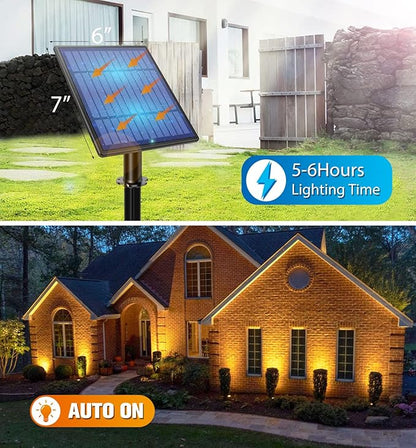 APONUO Metal Outdoor Solar Landscape Lights, Waterproof Spotlight 6-in-1 for Yard Landscape Lighting, Auto On/Off for Pathway, Driveway, Patio (Warm White)