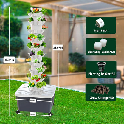 Sjzx Hydroponic Growing System(No Seedlings Included) | 50-Pod Hydroponic System | Outdoor Indoor Vertical Garden | Home Gardening System for Indoor Herbs and Vegetables | BPA-Free