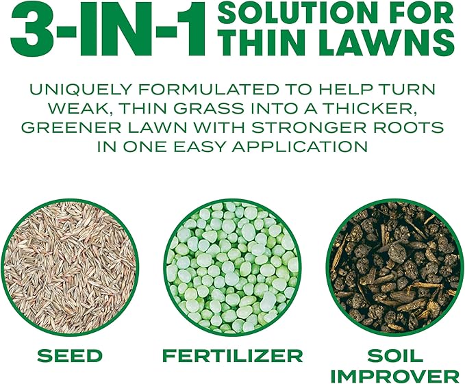 Scotts Turf Builder Thick'R Lawn Southern Gold Blend for Tall Fescue Lawns, Grass Seed, Fertilizer, and Soil Improver, 40 lbs.