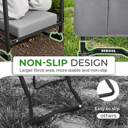 Garden Kneeler and Seat with Upgraded Wide & 3" Thick Kneeling Pad, Heavy Duty Garden Stool with 2 Large Tool Bags, Portable Bench for Planting, Weeding, Gardening Gifts for Women, Men, Seniors