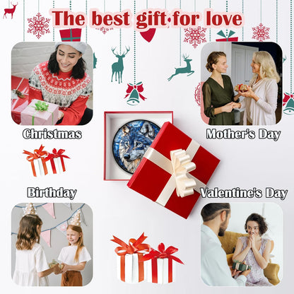 Stained Glass Window Hanging - Funny Wolf Suncatcher Ready to Hang Window Doors Home Decoration and Christmas, Mother's Day Birthday Gifts for Women, Men, and Mom 11.8x11.8 in