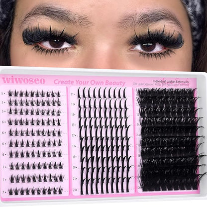 wiwoseo Spikes Lash Clusters with Bottom Lash Clusters Volume Individual Lashes Cluster Eyelash Extensions Wispy Eyelash Clusters Lash Spikes Manga Cluster Lashes with Spikes (5-21MM)