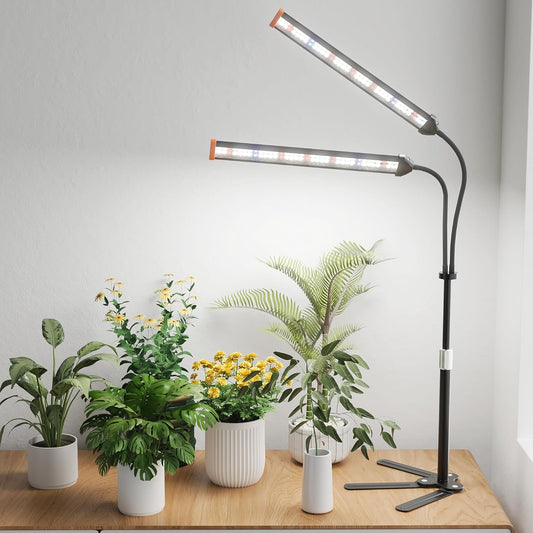 GooingTop Grow Light for Indoor Plants,5000K Full Spectrum Growing Plant Lamp with White Red Blue LED for Pots Succulents Seed Starting,Height Adjustable 10-32'' with Optional Dimming & Timer