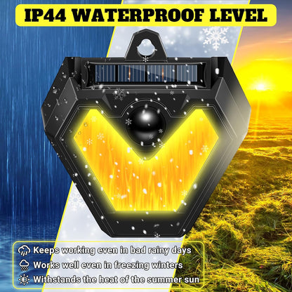 Qualirey 4 Pcs Upgraded Solar Nocturnal Animal Repeller Flickering Flame Outdoor Animal Repellent Motion Activated Coyote Deterrent Light for Skunk Deer Chicken Coop Farm Garden Yard(Orange Light)