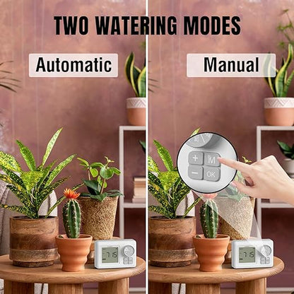 Raddy WS-6 Automatic Plant Waterer, Indoor Plant Watering System for 15 Potted Plants, Programmable Water Timer with LCD Display, USB Power, Water Shortage Alarm for Balcony Greenhouse