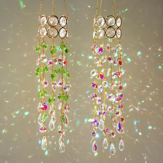 HDCRYSTALGIFTS 2 Pack Crystal Suncatchers for Window Hanging, Rainbow Maker Crystal Prism Sun Catcher Indoor Window Outdoor Home Garden Decor Retirement Gift