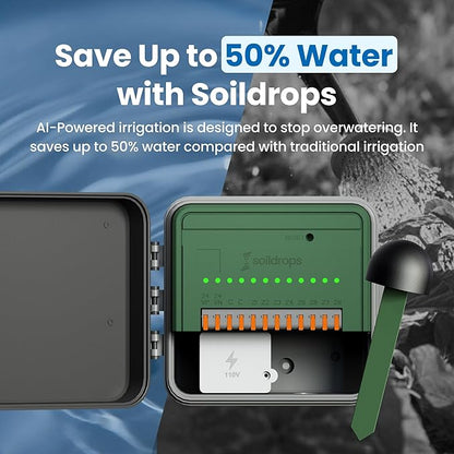 AI Smart Sprinkler Controller, 8-Zone WiFi Irrigation Controller for Indoor & Outdoor Use, DIY Garden & Lawn Watering Kit, App-Based Auto Watering