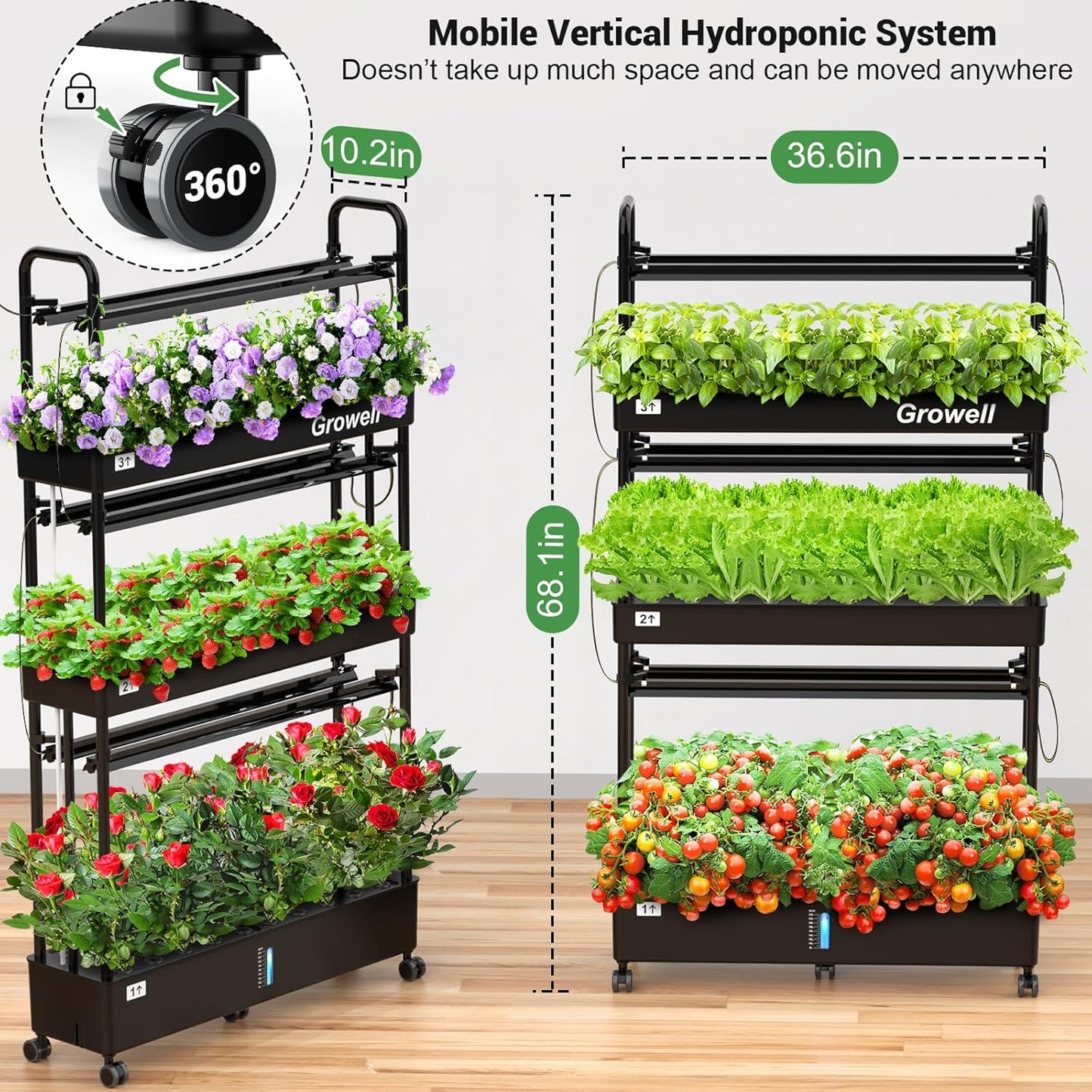 Hydroponics Growing System Kit, 90 Pods Vertical Indoor Garden with LED Grow Light, Auto Circulating Water System & WiFi Smart Plug, Indoor Gardening System for Vegetable Fruit Herb