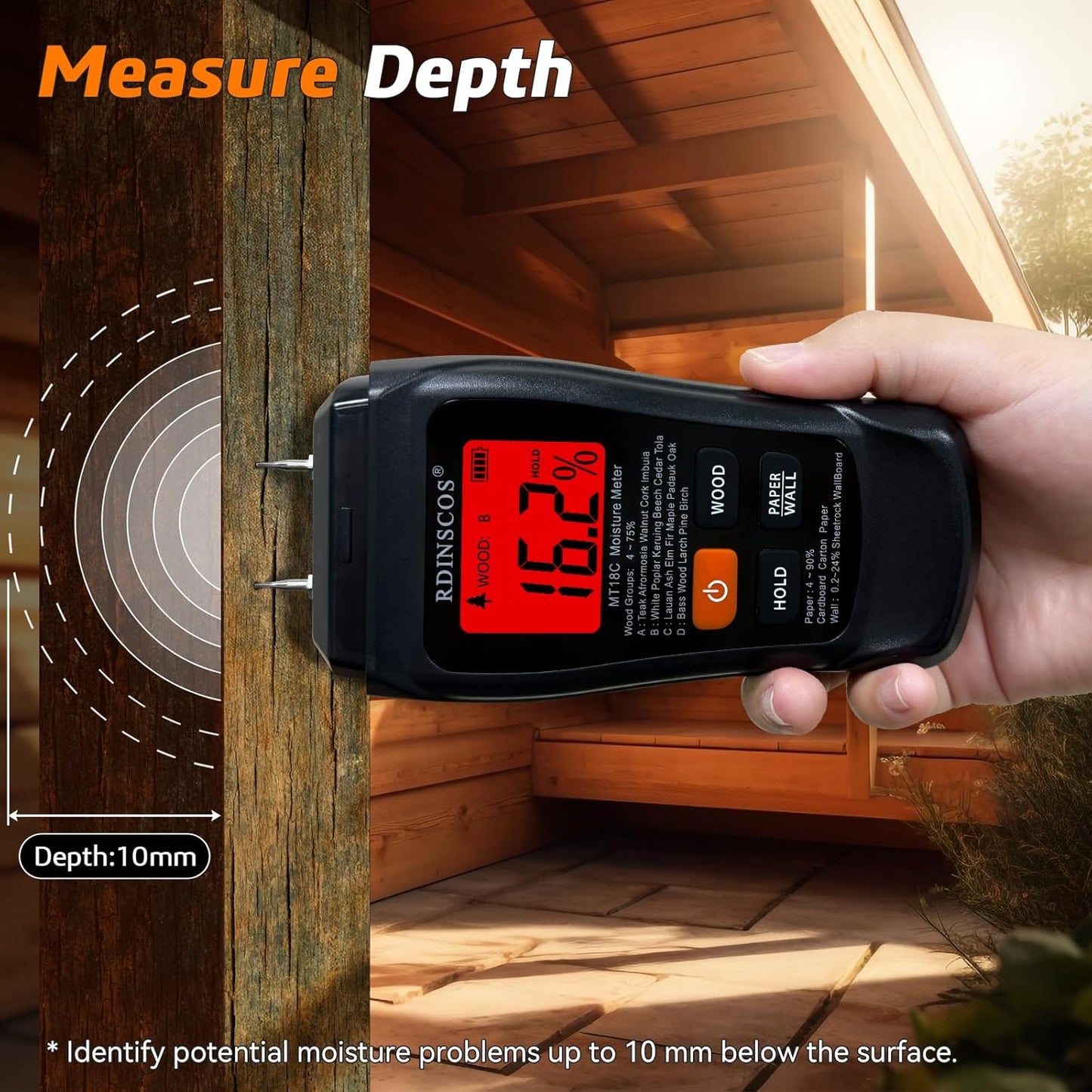 Moisture Meter for Drywall, Wood Moisture Meters for Walls, Floor Humidity Detector, Lumber Firewood Moisture Meter for Wood, Like Hardwood and Softwood