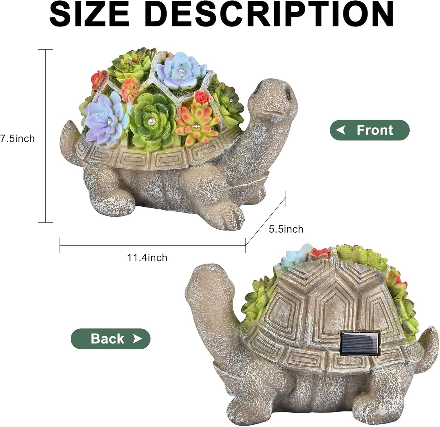 GIGALUMI 11.5 Inch Solar Garden Statues Turtle Figurine Lights for Outside Garden Decor, Yard Decorations Outdoor Housewarming Gifts for Mom, Women for Mothers Day