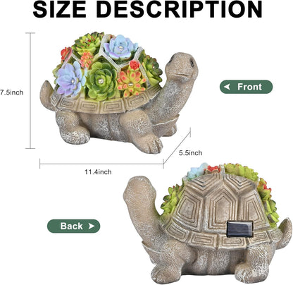 GIGALUMI 11.5 Inch Solar Garden Statues Turtle Figurine Lights for Outside Garden Decor, Yard Decorations Outdoor Housewarming Gifts for Mom, Women for Mothers Day