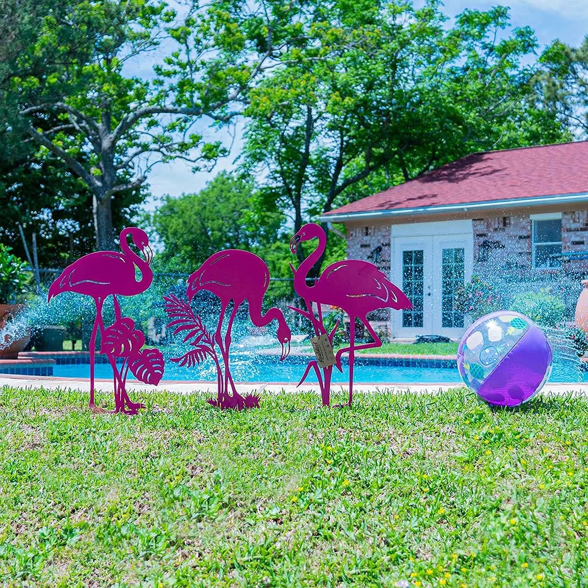 RealSteel Pink Flamingo Yard Decorations, Flamingo Gifts for Women, Yard Decorations, Pink Christmas Decorations, Front Yard Decorations Outdoor, Garden Statues