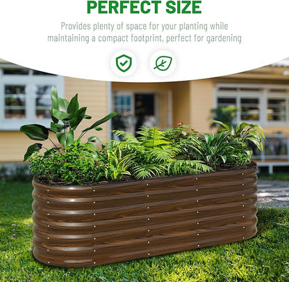 SnugNiture Galvanized Steel Raised Garden Bed, 6x2x2 ft, Outdoor Oval Deep Root Planter Box for Growing Vegetables, Flowers and Fruits