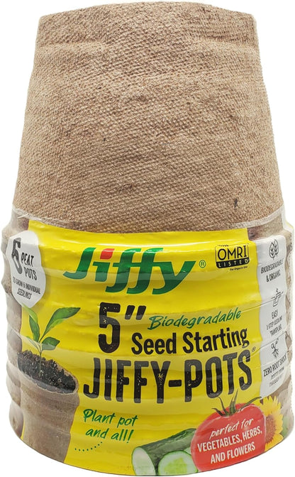 Jiffy Organic Seed Starting 5" Biodegradable Peat Pots (24 Pots)