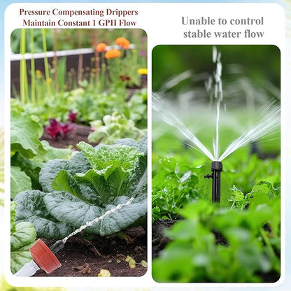 30Pcs 1 GPH Pressure Compensating Irrigation Spot Drippers,Constant Flow Barb Outlet Watering Dripper Emitters Heads Parts for 1/4 Inch Watering Tubing Line for Garden Pots Plant Irrigation Systems