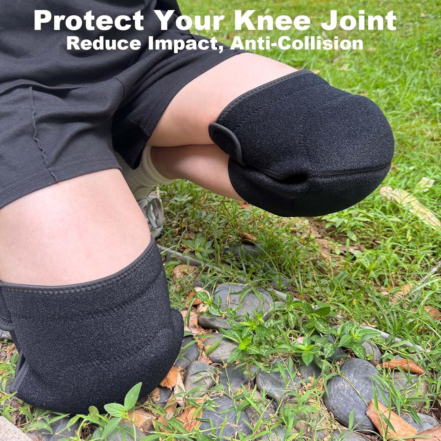 Gardening Knee pads for Men, Women Knee Pad for Kneeling Work, Flooring Kneepads with Soft Thick Foam Cushion for Construction, Cleaning, Roofing Knee Protector with Adjustable Strap, Black L (1 Pair)