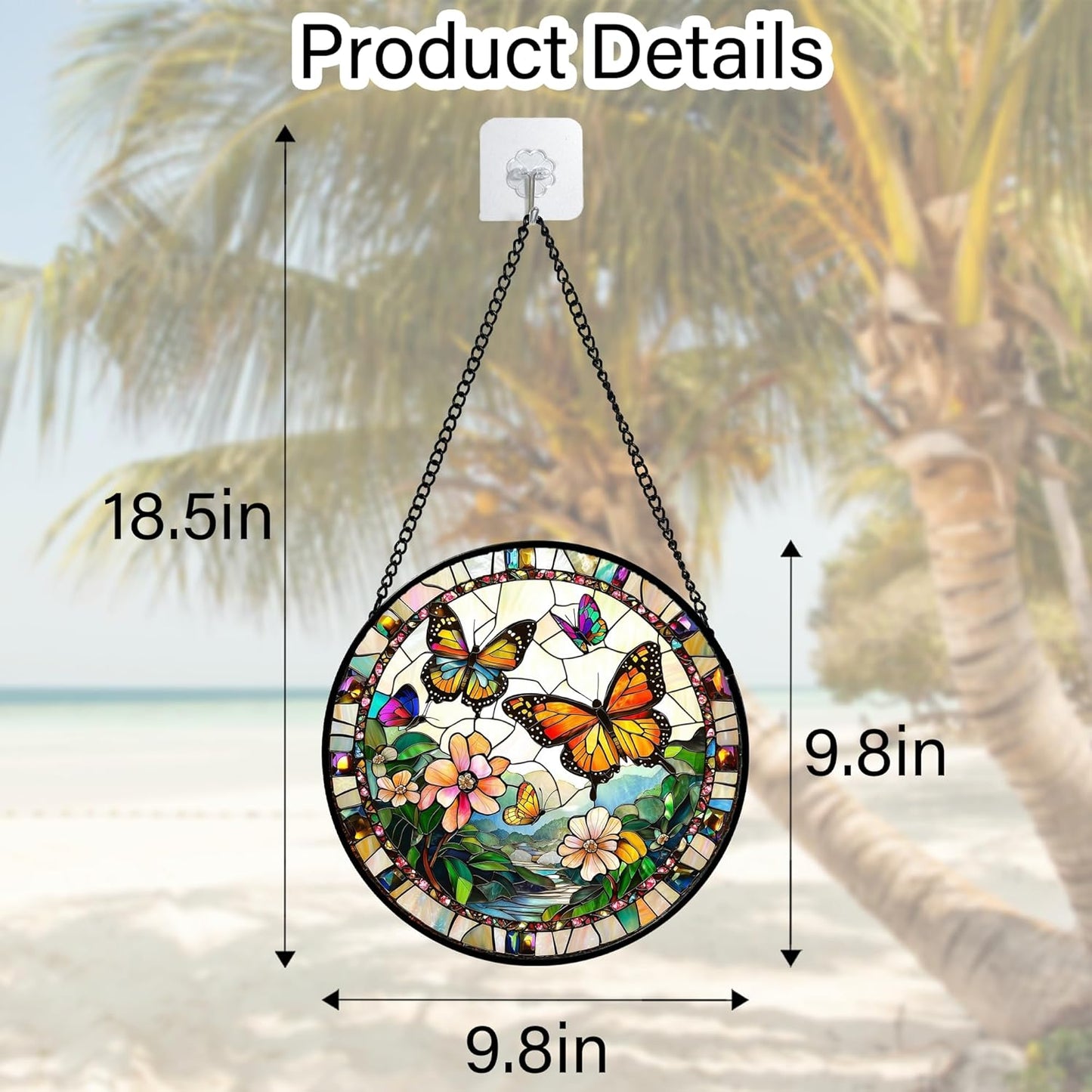 Stained Glass Window Hanging, Butterflies Flying in The Sky Suncatcher for Doors Home Sun Catchers Decoration and Christmas, Mother's Day Birthday Gifts for Women, Men, and Mom 9.8 in