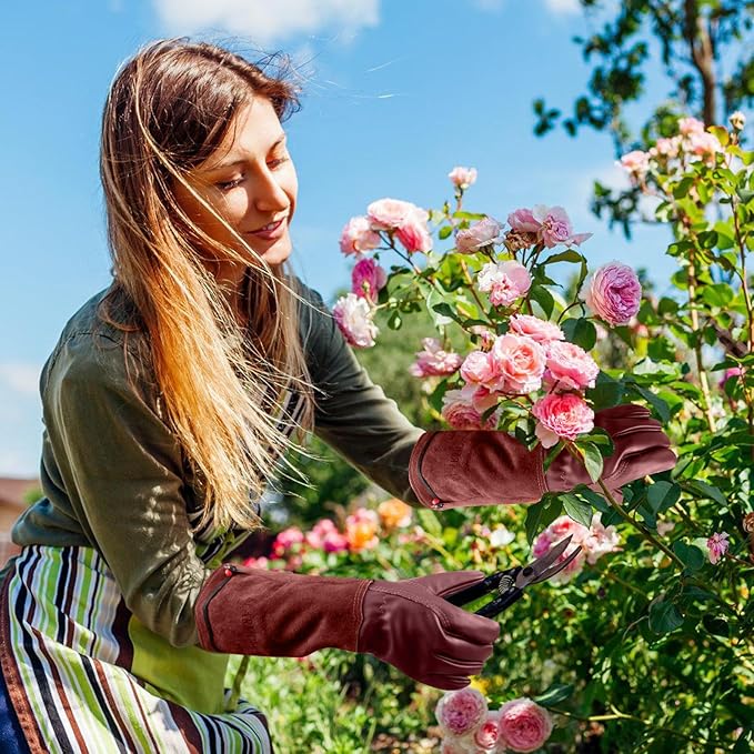 Long Gardening-Gloves Women/Men-Thorn proof Rose Pruning Heavy Duty Gauntlet-XL