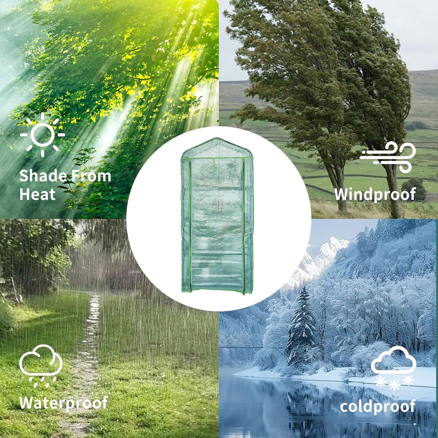 4 Tier Mini Indoor Greenhouse,27"x19"x62" Greenhouses with PE Cover and Roll-Up Zipper Door,Plastic Green House for Inside Grow Tent&Garden greenhouses for Outdoors