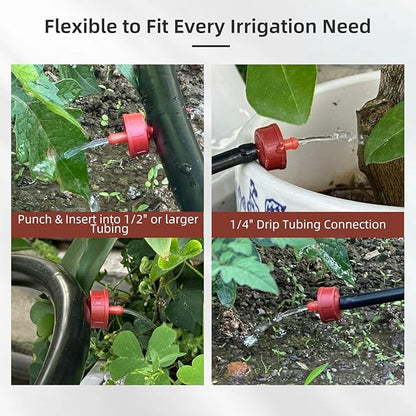 30PCS 4 GPH Pressure Compensating Drip Irrigation Spot Watering Drippers/Emitters, Self-Cleaning Constant Flow Drip Irrigation Emitters Heads Irrigation Drippers Parts for Drip Irrigation System