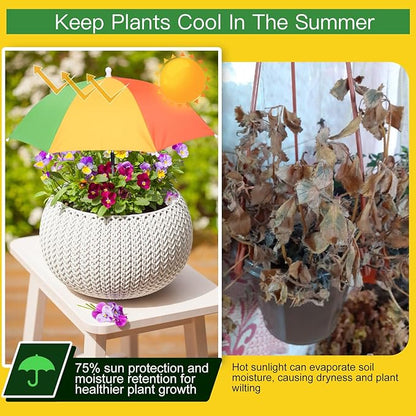 Plant Umbrellas for Outdoor Plants, 4 Pack Plant Shade Umbrella with Adjustable Height, Sun Protection Shade Cloth for Potted Plants, Flowers & Garden Beds, Patio Balcony Lawn