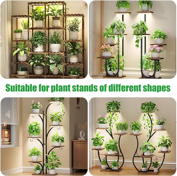 13 Inches LED Grow Light Strips, Grow Lights Match The Flower Stand for Indoor Plants，Full Spectrum 3500K Plant Lamp with 3/9/12H Timer, 10 Dimmable Levels for Seedling Succulent, 2 Head 2 Pack