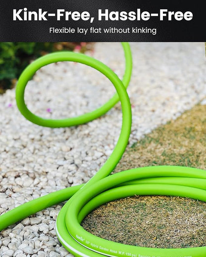RAINPOINT Short Garden Hose 10ft - Lightweight Water Hose with Swivel Handle - Flexible, Heavy Duty, Hybrid Rubber, with Male to Female Fittings