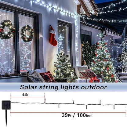 4 Pack Solar String Lights Outdoor, 400 LED Extra-Long 156Ft Solar Lights Outdoor with 8 Lighting Modes, IP65 Waterproof for Garden, Patio, Xmas, Balcony, Tree, Wedding, Party Decor (White)