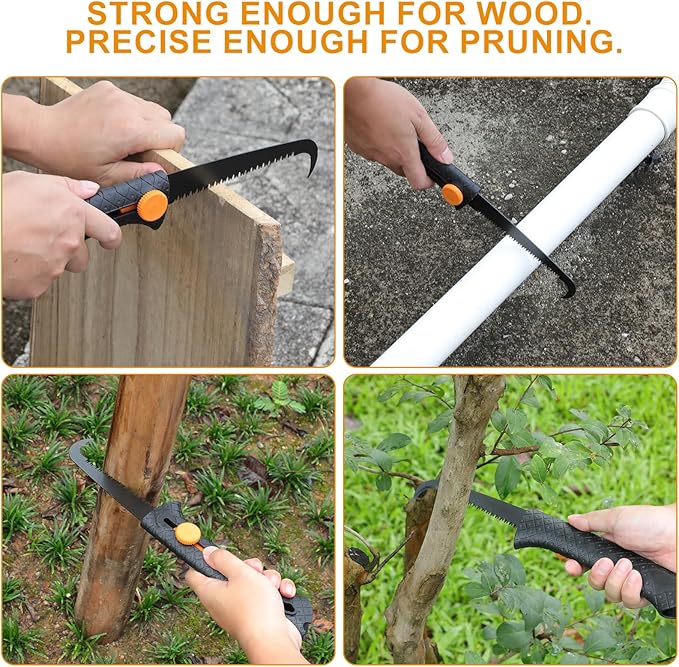 Garden Scissors-Clippers Set of 3 Trimming-Gardening Tools, Garden-Pruning Shears-Pruners for Gardening, Loppers for Tree Trimming Heavy Duty, Retractable Pruning Saw for Wood Cutting