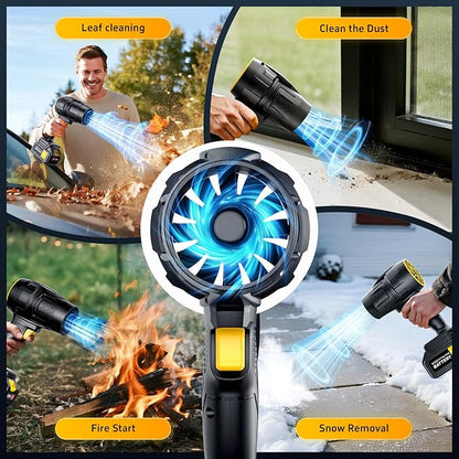 Electric Leaf Blower Cordless with 21V 2 * 3000mAh Batteries and Charger, 400,000RPM Handheld Battery Powered Leaf Blower, One-Touch Speed Adjustment, Lightweight Turbo Blower for Yard, Patio,Garage