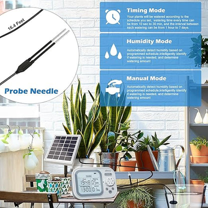 Solar Automatic Drip Irrigation System Houseplant Auto Self Watering Device Waterer for 15 Potted Plants Outdoor Indoor Garden Balcony Vacation While Away