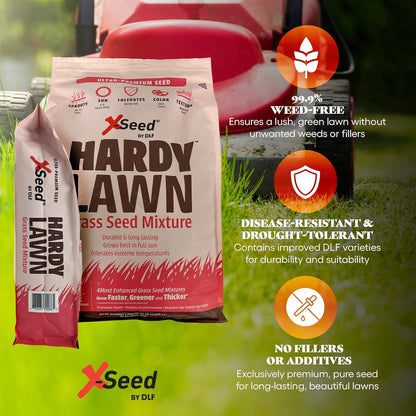 X-Seed Hardy Lawn Grass Seed Mixture - Durable, Long-Lasting Lawn Solution for Full Sun, Withstands Extreme Temperatures & Heavy Traffic, Ideal for Backyards, 20 lbs.