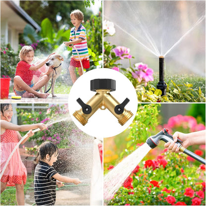Twinkle Star Garden Hose Splitter 2 Way, Y Connector Brass Garden Hose Adapter