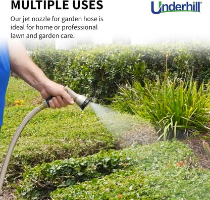 Underhill Pattern Master Gold Series Garden Water Hose Gun Nozzle Sprayer Head, 3/4-Inch Thread Inlet, Jet Attachment, Heavy-Duty Adjustable, NG200-8S