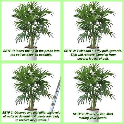 10"x Diameter 0.27" Soil Probe Stainless Steel Soil Sampler Probe Soil Moisture Probe for Plants No Batteries Required Moisture Meter for Plant Garden Farm Soil Sampling