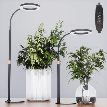 bseah Grow Light, Plant Light for Indoor Plants 2 Pack, Full Spectrum Desk Grow Lamp with Pedestal, Automatic Timer for 3H/9H/12H, 10 Dimmable Levels, Height Adjustable