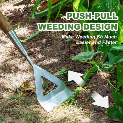 Haliaeetus Women's Dutch Hoe, 51'' Long Handle Dutch Hoe Weeder for Standing to Remove Weeds, Stainless Steel Push Pull Weeder for Weeding in Between Seedlings, Removal of Moss and Soil Loosening