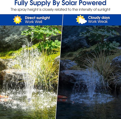 Biling 12W Solar Fountain Pump, Solar Pond Pump equipped filtration and anti-dry Protection, Solar Pond Fountain with PVC Tubing Various Nozzles Accessories for Water Garden & Pond Pumps