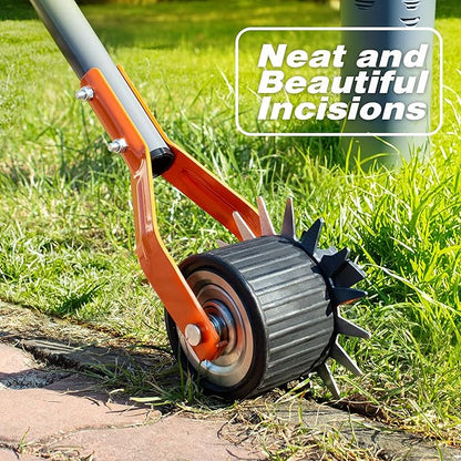 Walensee Wheel Rotary Edger, 69.7 Inch Hand Manual Edger Lawn Tool with Adjustable Stainless Steel Handle, Trimming Grass Weed Edger with Cushion Grip for Garden Sidewalks Driveways and Landscaping