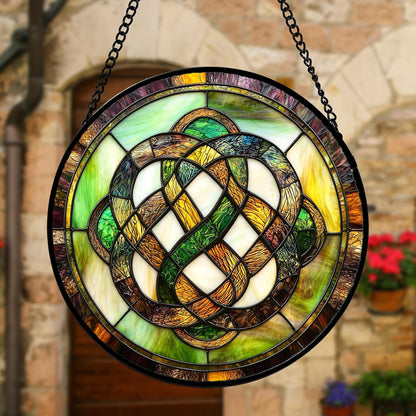 Stained Glass Window Hanging, Tiffany Abstract Totem Sun Catchers Colorful Glass Panel Bless Suncatcher Decor for Birthday for Women, Men, Wife, Aunt, and Mom 9.8 in