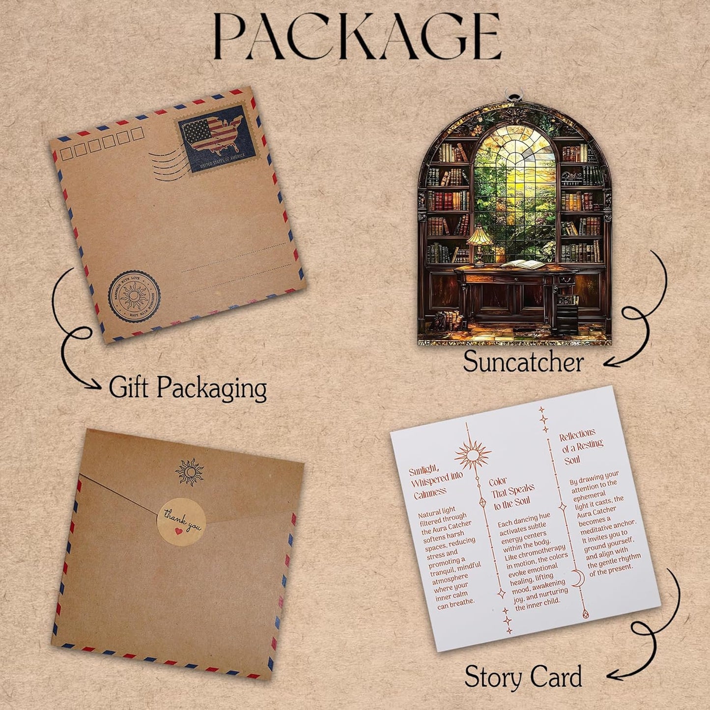 Library Books Bookish Acrylic Suncatcher Stained Glass Effect Window Car Hanging Christmas Ornament Indoor Outdoor Decor Garden Bookworm Sun Catcher Book Lover for Women Mom Grandma