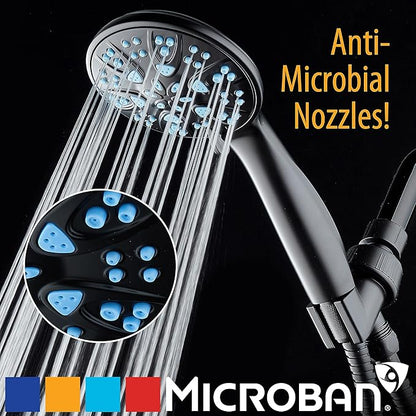 AquaDance Antimicrobial/Anti-Clog High-Pressure 6-Setting Hand with with Microban Nozzle Protection from Growth of Mold, Mildew & Bacteria for Stronger Shower! Aqua Blue Jets