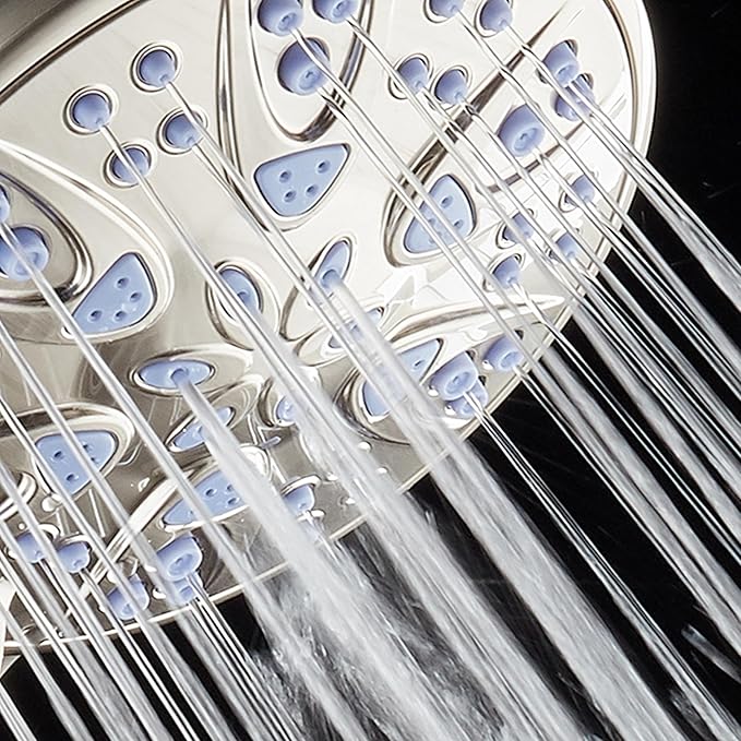 AquaDance Antimicrobial/Anti-Clog High-Pressure 6-setting Hand Shower with Nozzle Protection from Growth of Mold, Mildew & Bacteria for Stronger Shower! - Sunset Blue