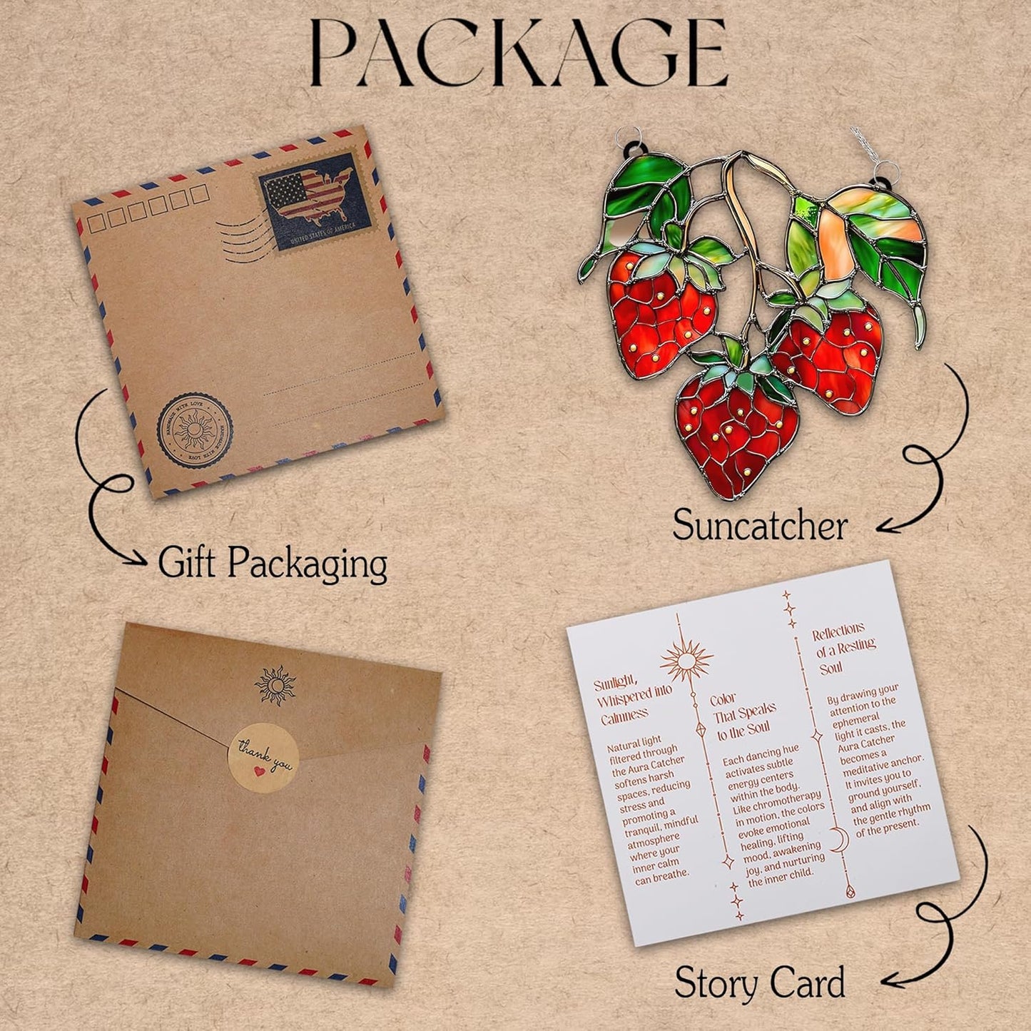 Strawberries Branch Acrylic Suncatcher Stained Glass Effect Window Car Hanging Christmas Ornament Indoor Outdoor Decor Garden Sun Catcher Panel for Berry Lover for Women Mom Grandma