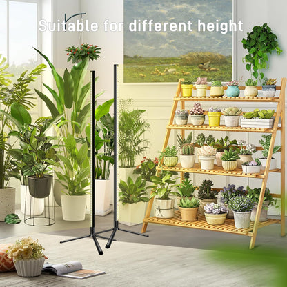 2PCS T8 Standing Grow Light, 42W Full Spectrum LED Grow Light for Indoor Plants, Plant Lamp with 243 LEDs, Wide Illumination Area, 4FT Height with On/Off Switch and Tripod Floor Stand