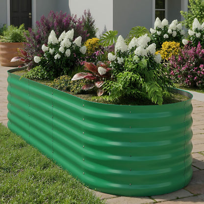 8x2x1.5 ft Galvanized Raised Garden Bed Outdoor, 18 in Tall Metal Planter Box for Flowers Herbs Vegetables, Rust-Resistant Raised Garden Beds for Gardening, Easy Assembly Outdoor Garden Box & Planters