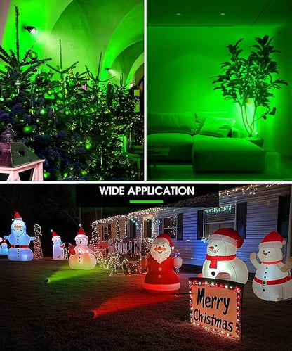LOHAS Landscape Green Christmas Spot Lights Outdoor, 10W Dusk to Dawn Sensor LED Spotlights for Yard, IP66 Waterproof Pathway Garden Outside Lights, 9.84ft Cord, Green Lawn Decor Lamp, UL Listed,2Pack