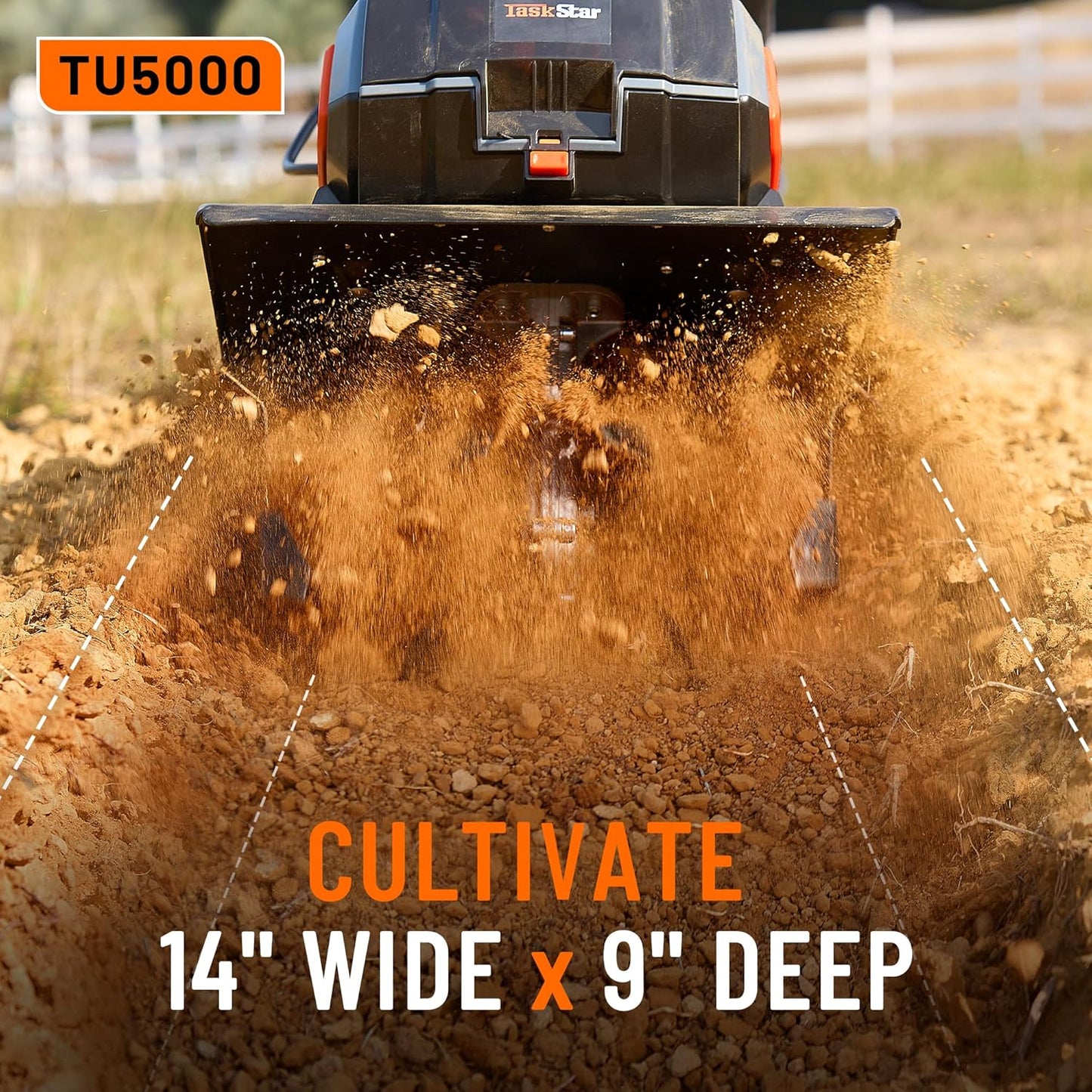 Cordless Electric Tiller Garden Cultivator TaskStar 40V Power Tiller Total 5000mAhx2 Battery Powered Rototiller 14" Width 9"Depth Tiller for Gardening,Dynamical Brushless Motor Enable Smooth Workflow